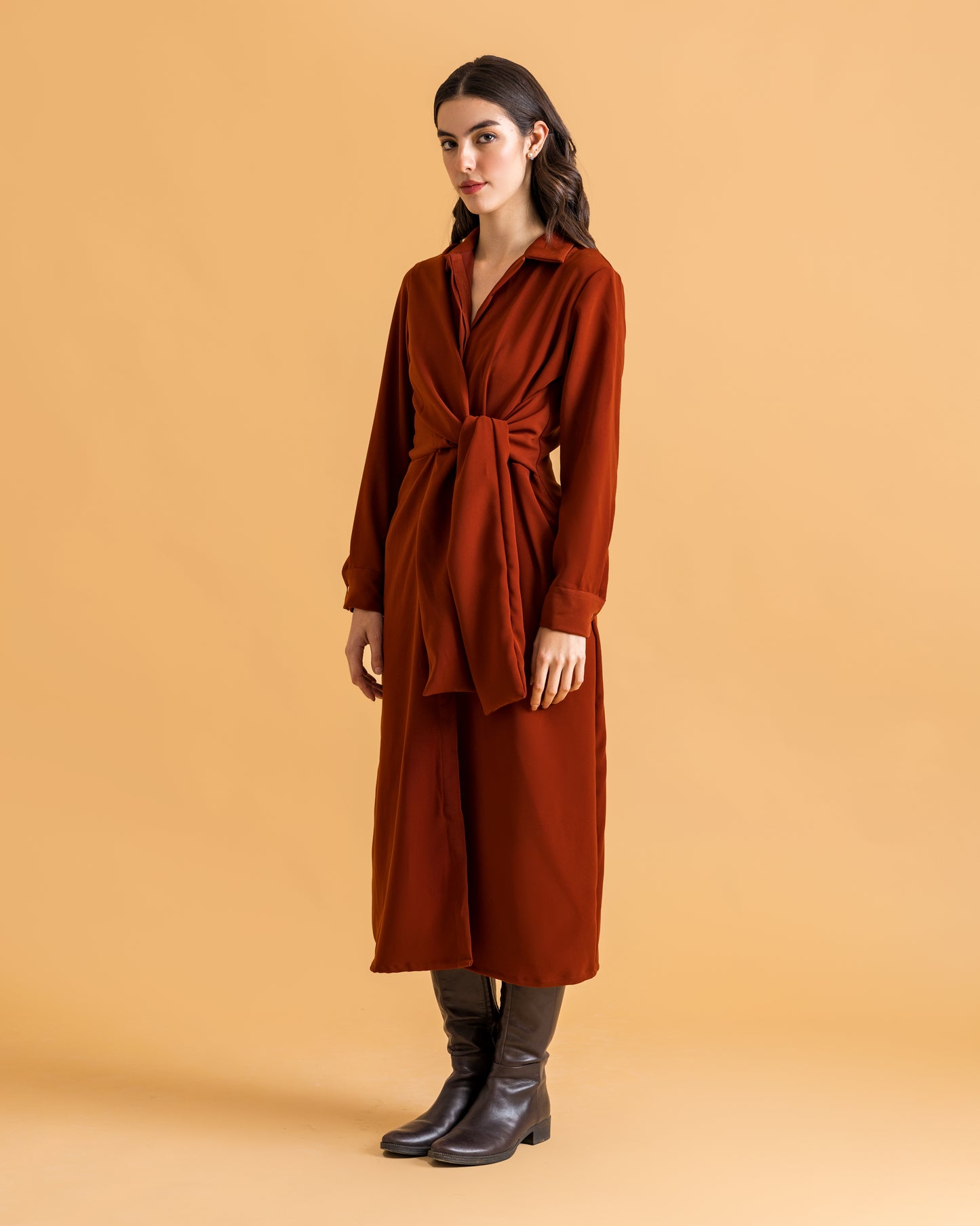 ANIKA Knotted Shirt Dress