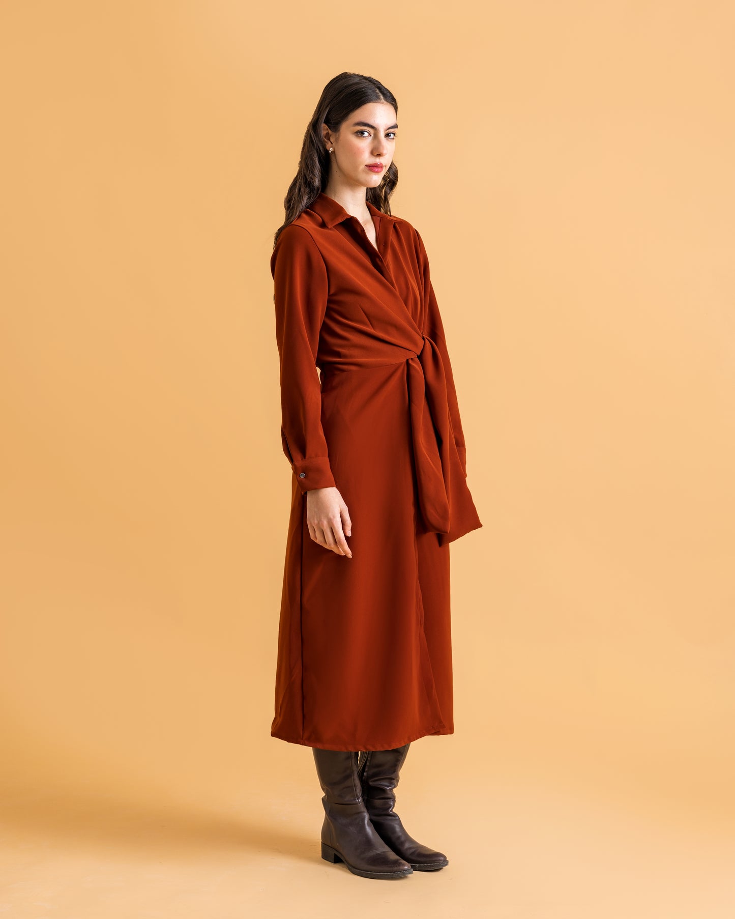 ANIKA Knotted Shirt Dress