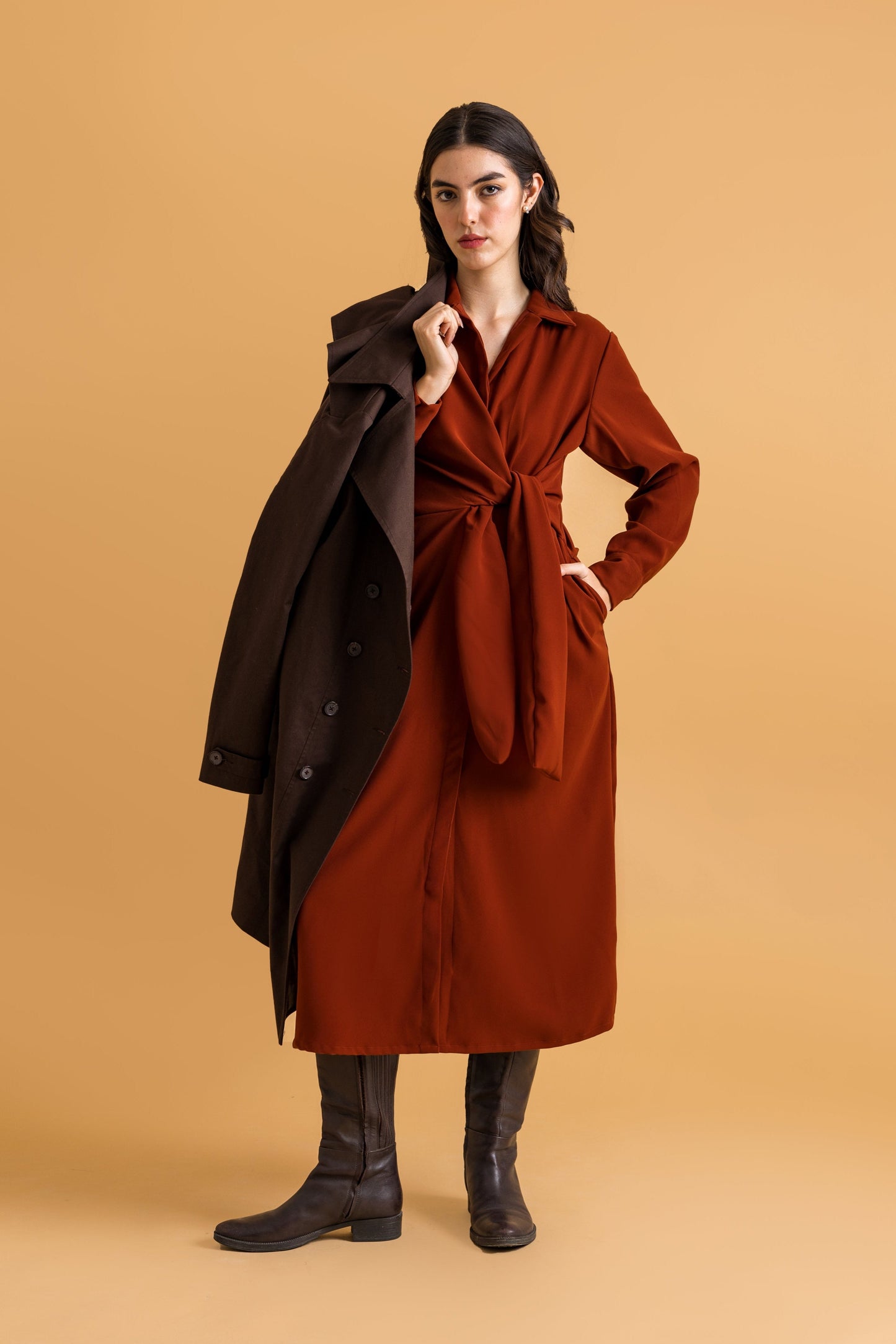 ANIKA Knotted Shirt Dress