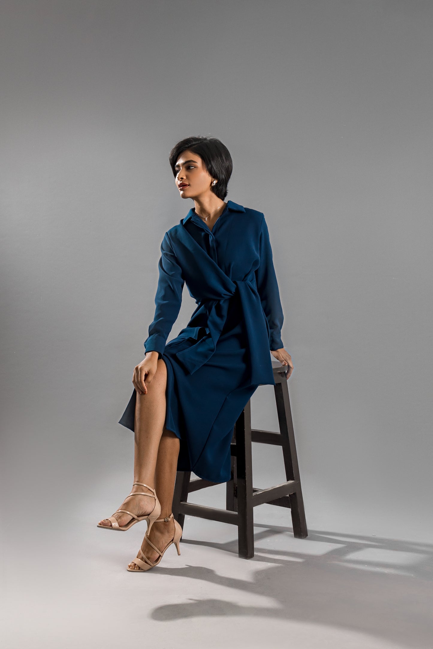 ANIKA Knotted Shirt Dress