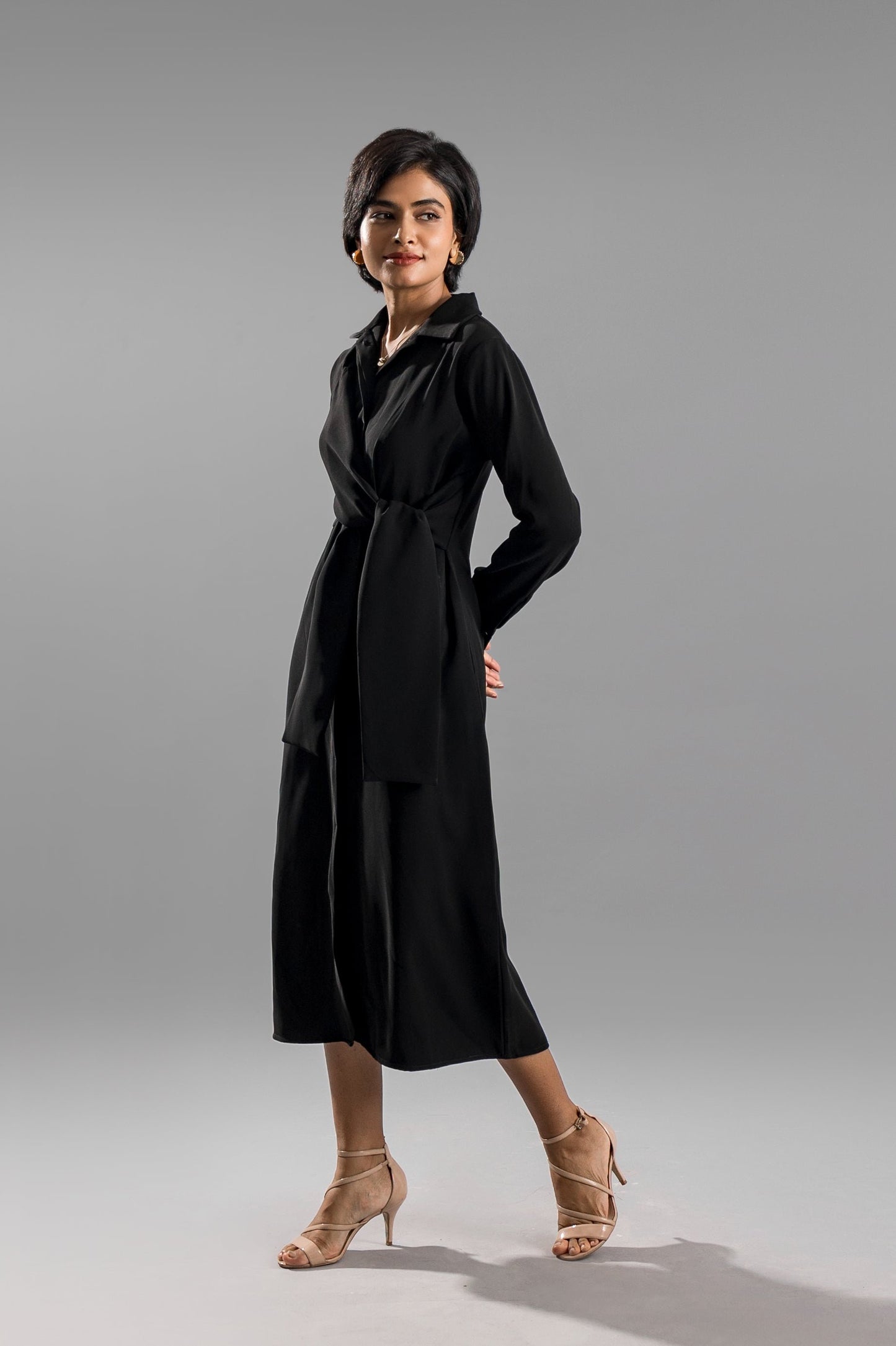 ANIKA Knotted Shirt Dress