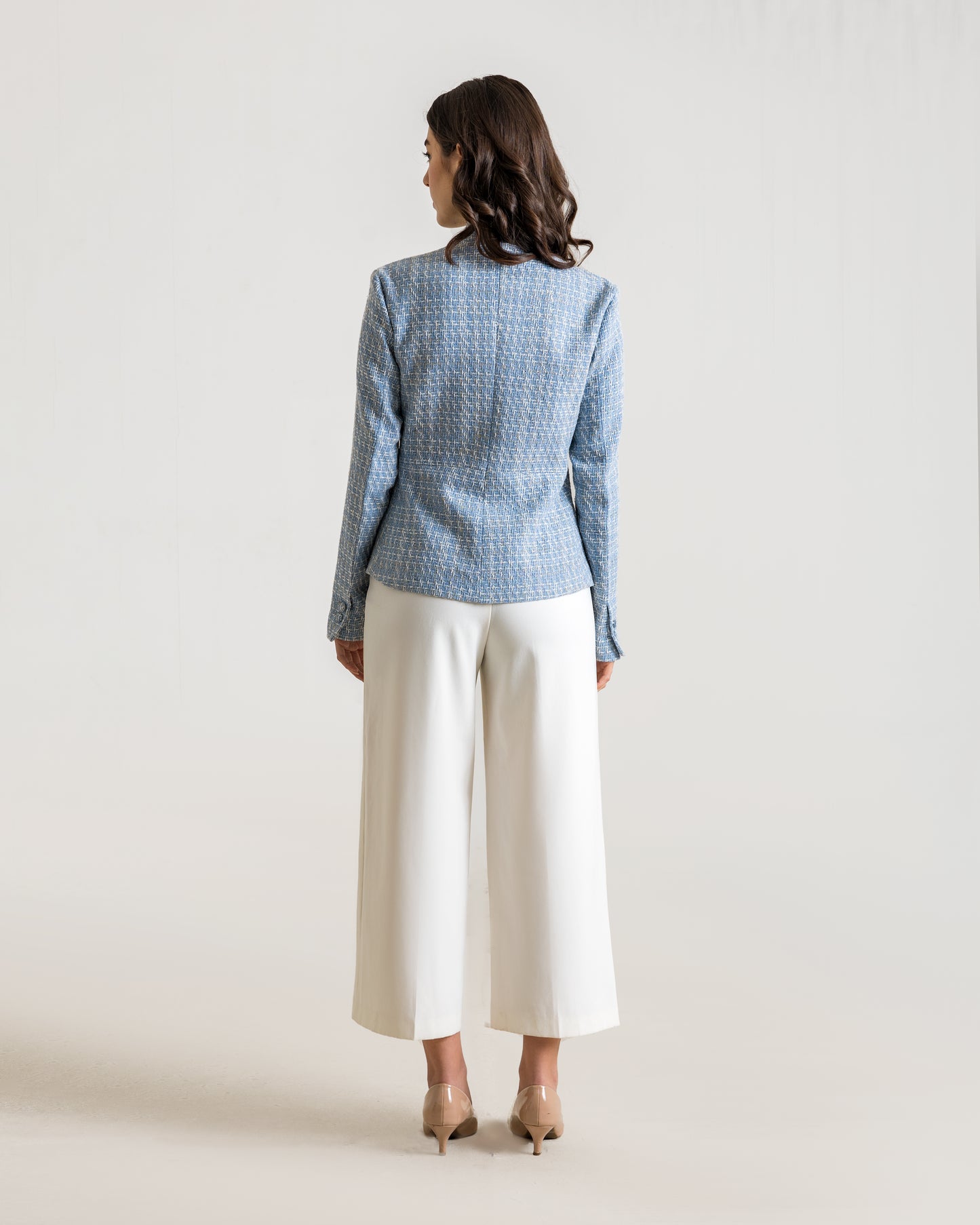 RAINA Tweed Blazer - Light Blue