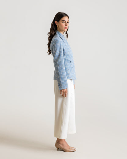 RAINA Tweed Blazer - Light Blue