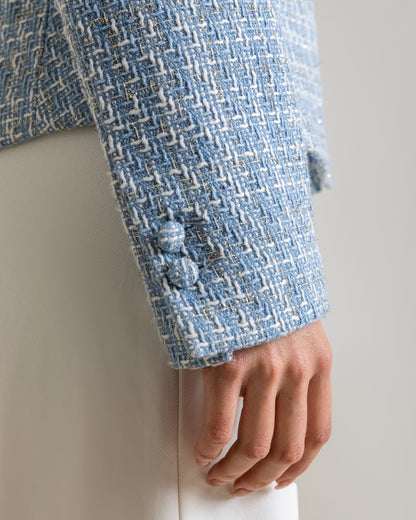 RAINA Tweed Blazer - Light Blue