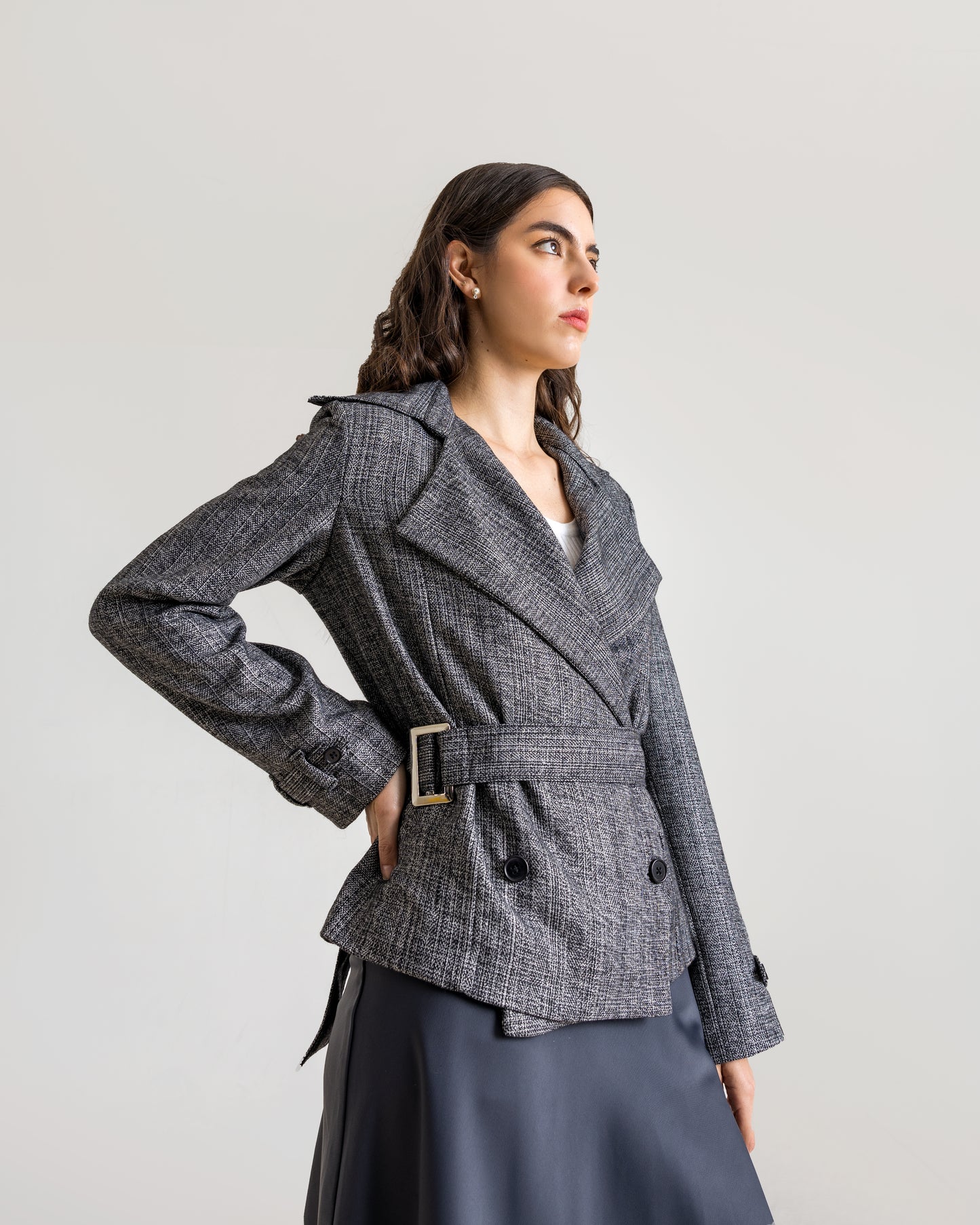 INAYA Short Trench Jacket - Gray