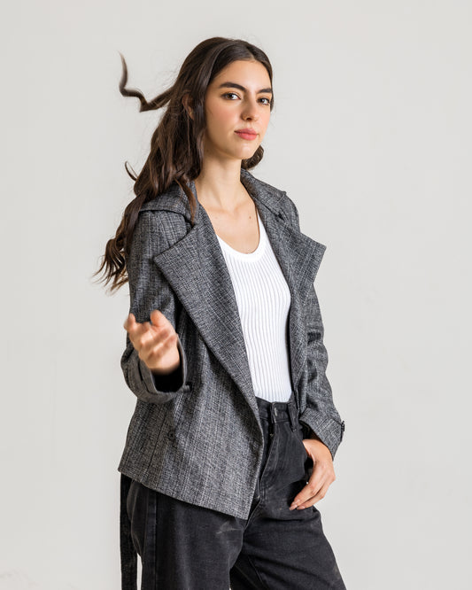 INAYA Short Trench Jacket - Gray