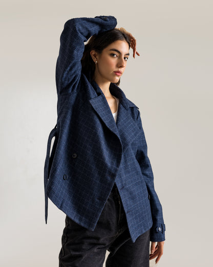 INAYA Short Trench Jacket - Blue