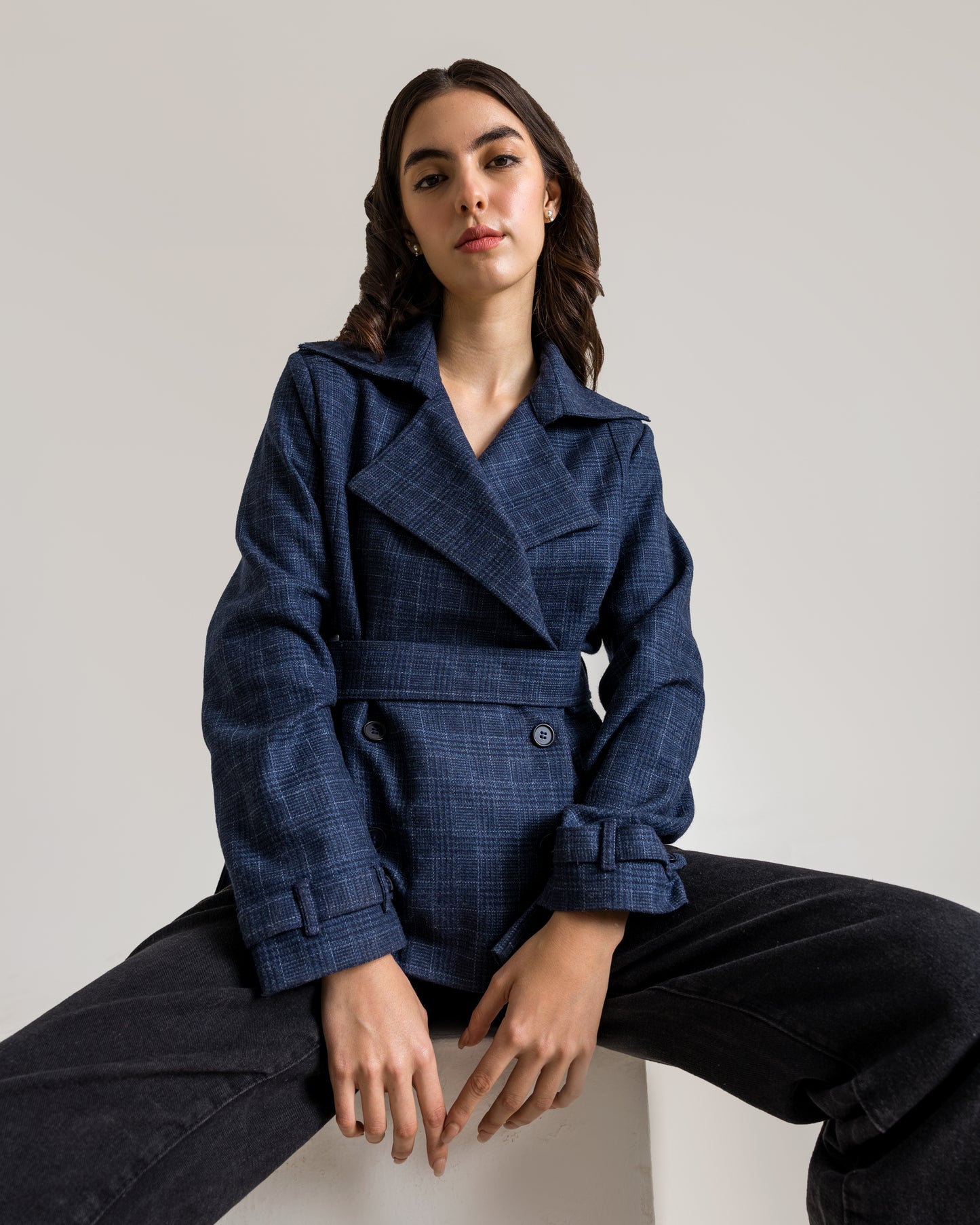 INAYA Short Trench Jacket - Blue