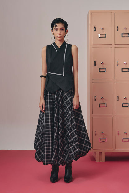 Sora Skirt - Charcoal Checks