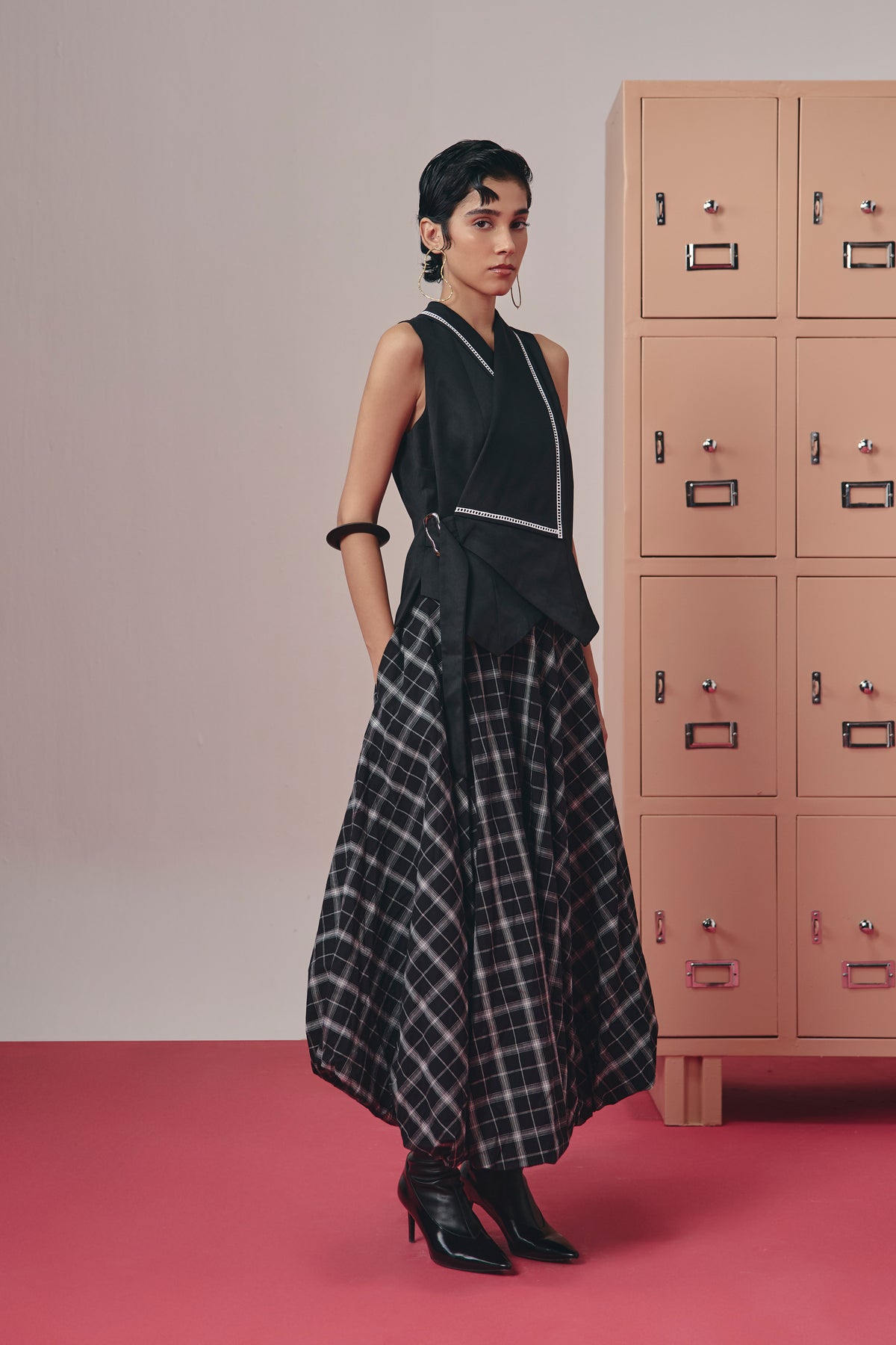Sora Skirt - Charcoal Checks