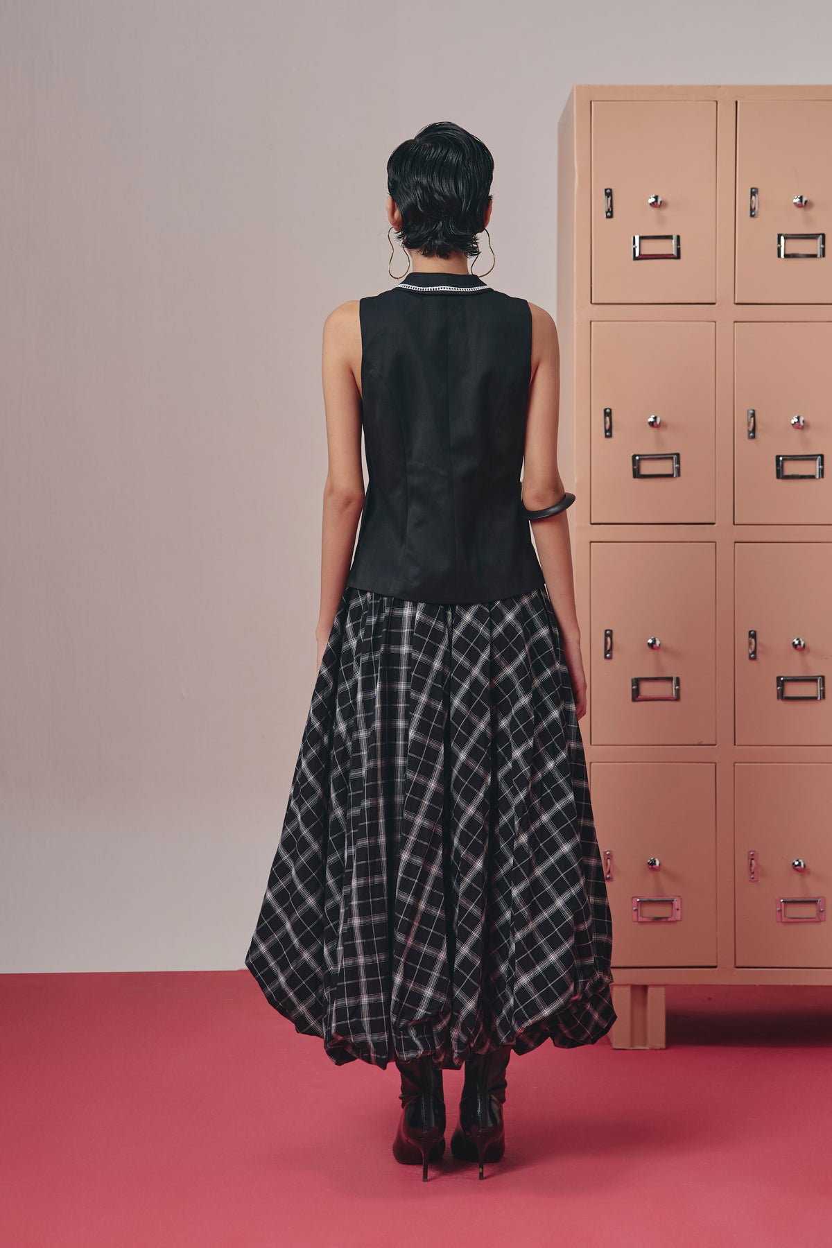 Sora Skirt - Charcoal Checks