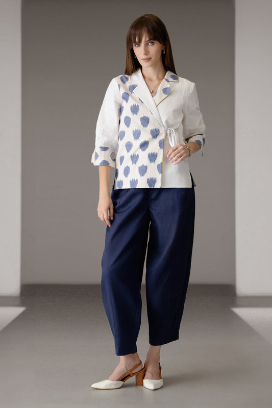 Mira Ikat Wrap Top