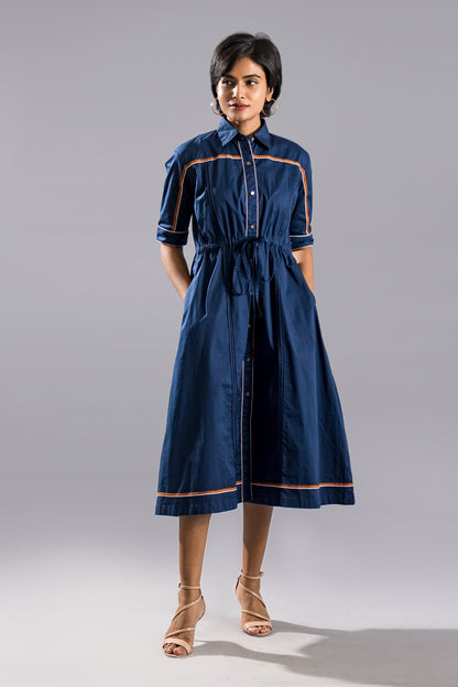 ADIRA Shirt Dress - Navy Blue