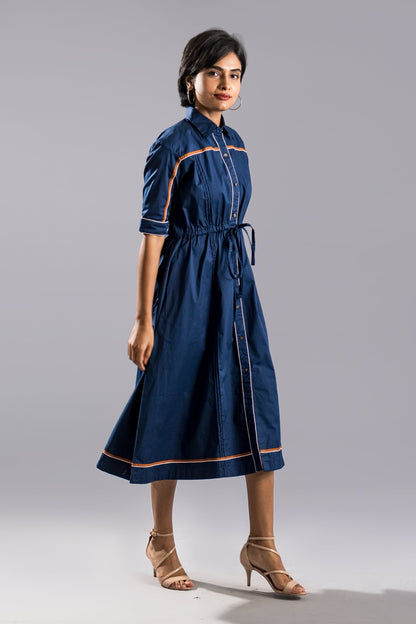 ADIRA Shirt Dress - Navy Blue