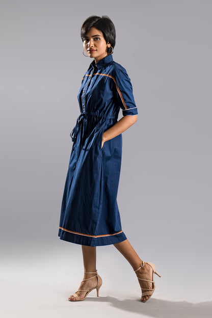 ADIRA Shirt Dress - Navy Blue