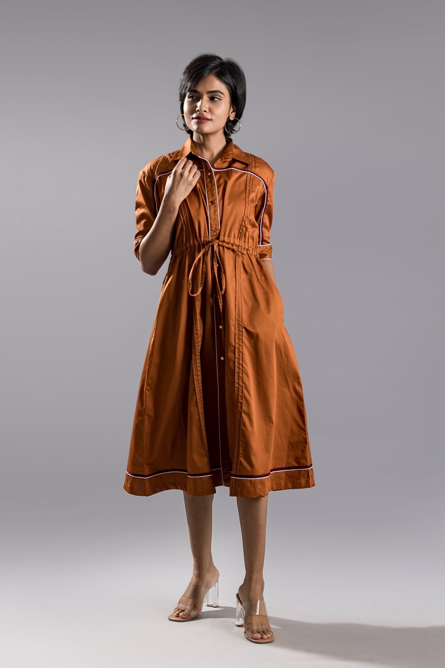 ADIRA Shirt Dress - Rust