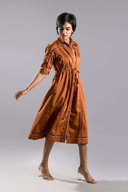 ADIRA Shirt Dress - Rust