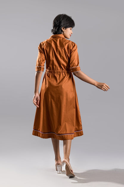 ADIRA Shirt Dress - Rust