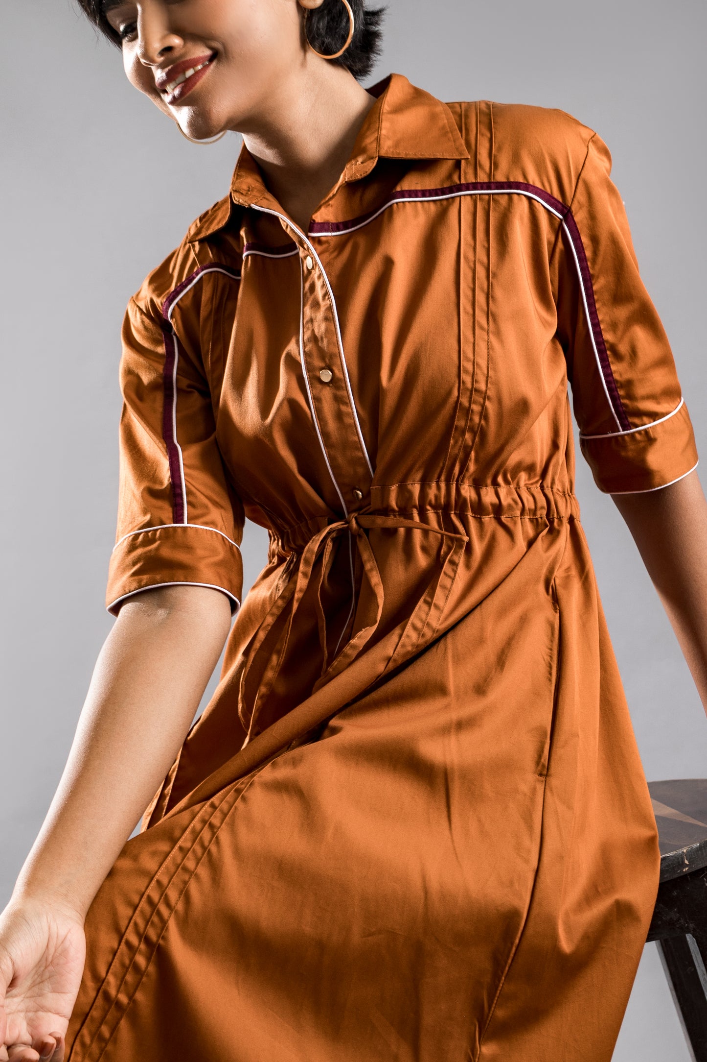 ADIRA Shirt Dress - Rust